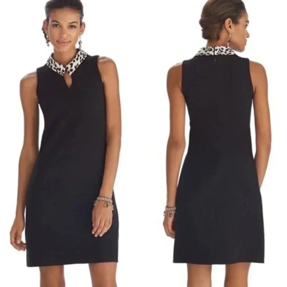 NWOT WHBM Black Shift Dress w/ Removable Collar